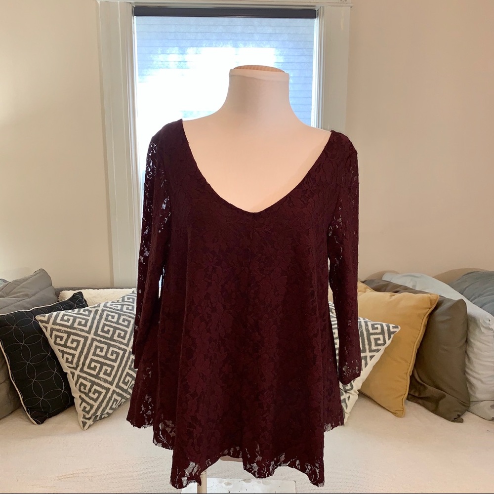 Lace Maroon American Eagle Shirt